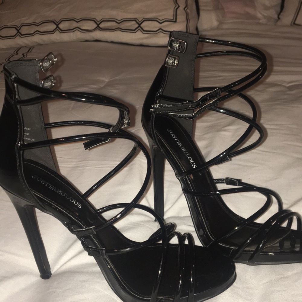 Black strappy heels